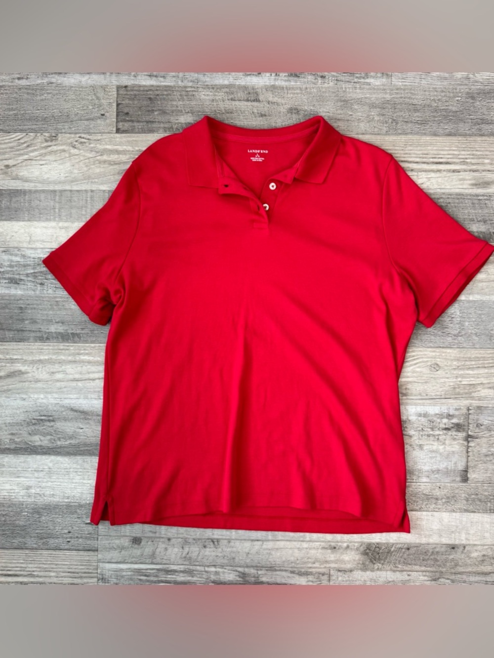 Land's End Red Women's Polo Top Size Large Short Sleeve, Collar S20